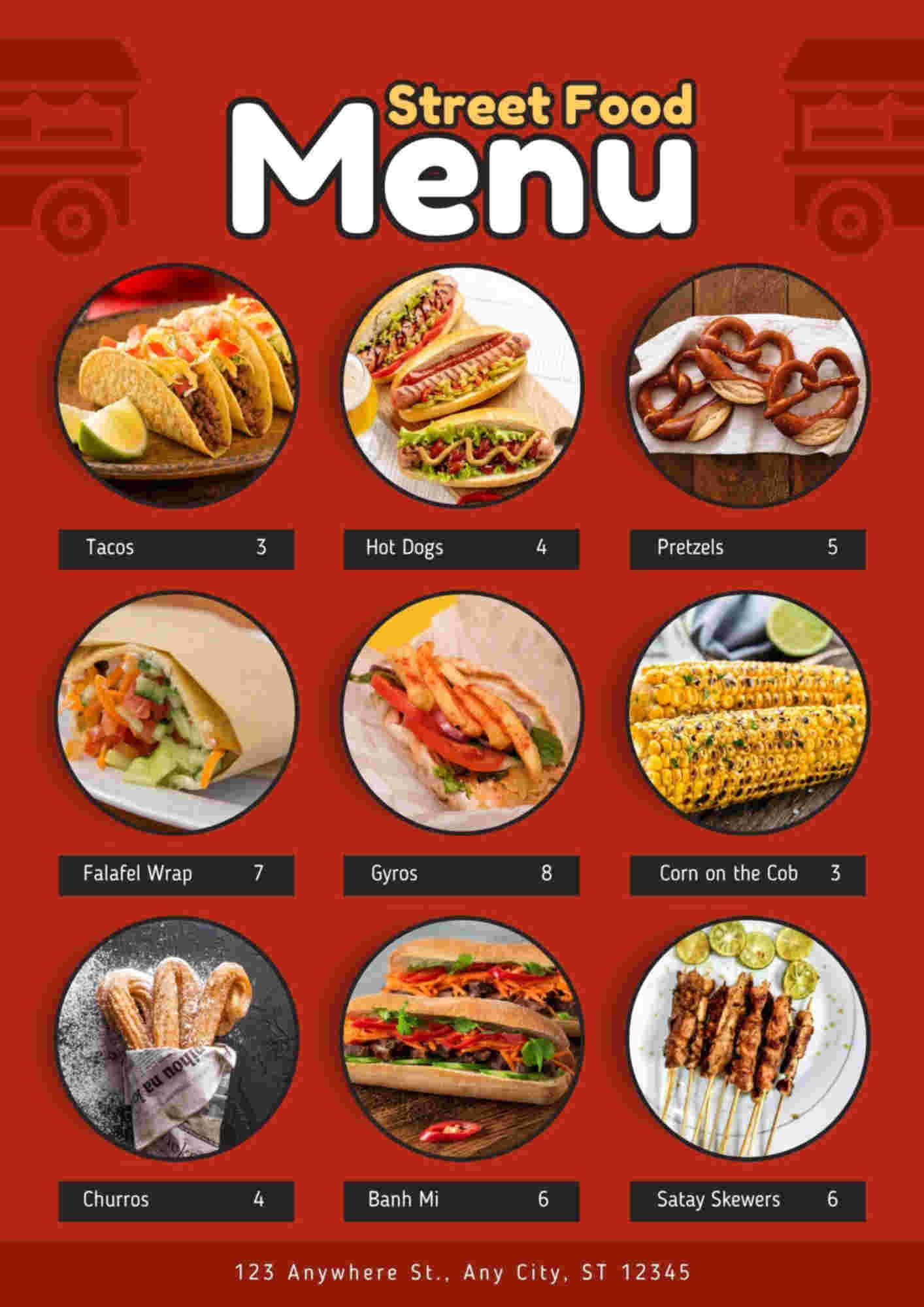 Menu design sample for restaurant